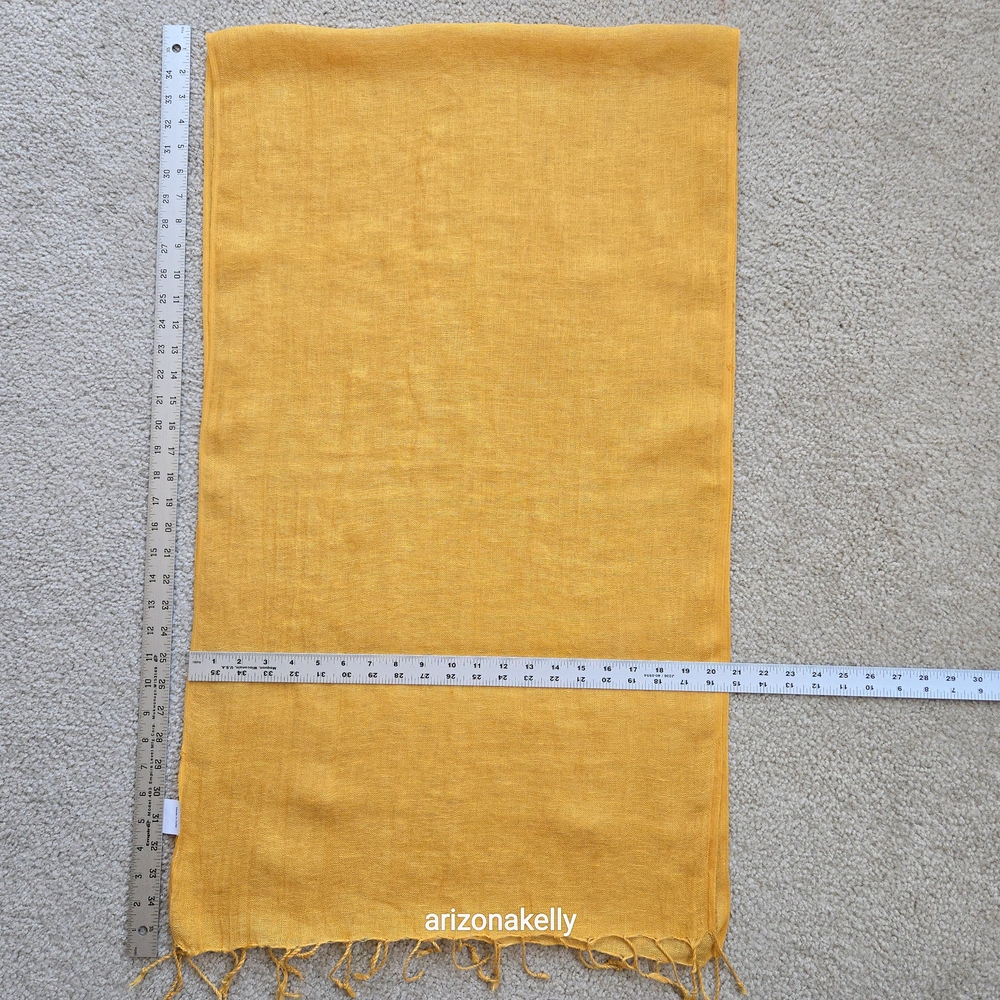 Linen Scarf Marigold Yellow Orange - Picture 7 of 7